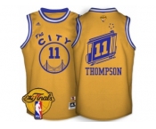 Men's Adidas Golden State Warriors #11 Klay Thompson Swingman Gold Throwback The City 2017 The Finals Patch NBA Jersey