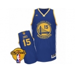 Men's Adidas Golden State Warriors #15 Damian Jones Swingman Royal Blue Road 2017 The Finals Patch NBA Jersey