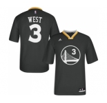 Men's Adidas Golden State Warriors #3 David West Authentic Black Alternate NBA Jersey