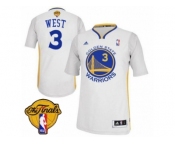 Men's Adidas Golden State Warriors #3 David West Authentic White Alternate 2017 The Finals Patch NBA Jersey