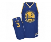 Men's Adidas Golden State Warriors #3 David West Swingman Royal Blue Road NBA Jersey
