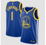 Men's Golden State Warriors #1 Yaxel Lendeborg Blue 2026 Draft Icon Edition Stitched Basketball Jersey