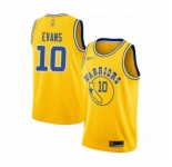 Men's Golden State Warriors #10 Jacob Evans Authentic Gold Hardwood Classics Basketball Jersey