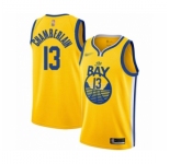 Men's Golden State Warriors #13 Wilt Chamberlain Authentic Gold Finished Basketball Jersey - Statement Edition