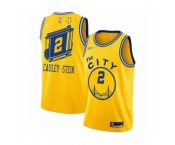 Men's Golden State Warriors #2 Willie Cauley-Stein Authentic Gold Hardwood Classics Basketball Jersey - The City Classic Edition