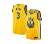 Men's Golden State Warriors #3 David West Authentic Gold Finished Basketball Jersey - Statement Edition