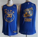Men's Golden State Warriors #30 Stephen Curry Blue Basketball Jersey 2020-2021 City Edition Basketball Jersey