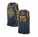 Men's Nike Golden State Warriors #15 Damian Jones Authentic Navy Blue NBA Jersey - City Edition