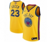 Men's Nike Golden State Warriors #23 Draymond Green Authentic Gold 2018 NBA Finals Bound NBA Jersey - City Edition