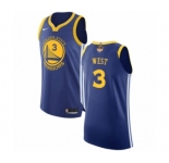 Men's Nike Golden State Warriors #3 David West Authentic Royal Blue Road 2018 NBA Finals Bound NBA Jersey - Icon Edition