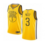 Men's Nike Golden State Warriors #3 David West Yellow Swingman Jersey - Earned Edition