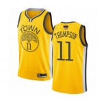 Women Golden State Warriors #11 Klay Thompson Yellow Swingman 2019 Basketball Finals Bound Jersey - Earned Edition