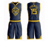 Women Golden State Warriors #15 Latrell Sprewell Swingman Navy Blue Basketball Suit 2019 Basketball Finals Bound Jersey - City Edition
