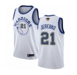 Women Golden State Warriors #21 Jonas Jerebko Authentic White Hardwood Classics Basketball 2019 Basketball Finals Bound Jersey