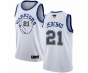 Women Golden State Warriors #21 Jonas Jerebko Authentic White Hardwood Classics Basketball 2019 Basketball Finals Bound Jersey