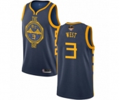 Women Golden State Warriors #3 David West Swingman Navy Blue Basketball 2019 Basketball Finals Bound Jersey - City Edition