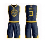 Women Golden State Warriors #3 David West Swingman Navy Blue Basketball Suit 2019 Basketball Finals Bound Jersey - City Edition