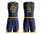 Women Golden State Warriors #3 David West Swingman Navy Blue Basketball Suit 2019 Basketball Finals Bound Jersey - City Edition