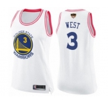 Women Golden State Warriors #3 David West Swingman White Pink Fashion 2019 Basketball Finals Bound Basketball Jersey