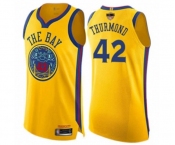 Women Golden State Warriors #42 Nate Thurmond Swingman Gold 2019 Basketball Finals Bound Basketball Jersey - City Edition
