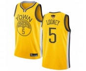 Women Golden State Warriors #5 Kevon Looney Yellow Swingman 2019 Basketball Finals Bound Jersey - Earned Edition
