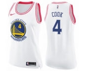 Women's Nike Golden State Warriors #4 Quinn Cook Swingman White Pink Fashion NBA Jersey