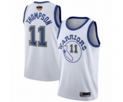 Youth Golden State Warriors #11 Klay Thompson Authentic White Hardwood Classics 2019 Basketball Finals Bound Basketball Jersey