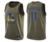 Youth Golden State Warriors #11 Klay Thompson Swingman Green Salute to Service 2019 Basketball Finals Bound Basketball Jersey
