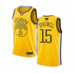 Youth Golden State Warriors #15 Latrell Sprewell Yellow Swingman 2019 Basketball Finals Bound Jersey - Earned Edition