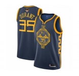 Youth Golden State Warriors #35 Kevin Durant Swingman Navy Blue Basketball 2019 Basketball Finals Bound Jersey - City Edition
