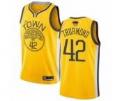 Youth Golden State Warriors #42 Nate Thurmond Yellow Swingman 2019 Basketball Finals Bound Jersey - Earned Edition