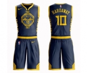 Youth Nike Golden State Warriors #10 Tim Hardaway Swingman Navy Blue NBA Suit Jersey - City Edition