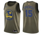 Youth Nike Golden State Warriors #15 Latrell Sprewell Swingman Green Salute to Service 2018 NBA Finals Bound NBA Jersey