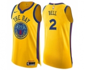 Youth Nike Golden State Warriors #2 Jordan Bell Swingman Gold NBA Jersey - City Edition