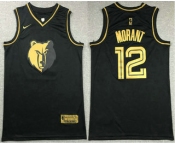 Men's Memphis Grizzlies #12 Ja Morant Black Golden Nike Swingman Stitched NBA Jersey