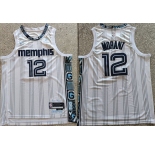Men's Memphis Grizzlies #12 Ja Morant White 2025-26 City Edition Edition Stitched Basketball Jersey