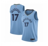 Men's Memphis Grizzlies #17 Jonas Valanciunas Authentic Blue Finished Basketball Jersey Statement Edition