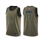 Men Nike Indiana Pacers #13 Paul George Green Salute to Service NBA Swingman Jersey