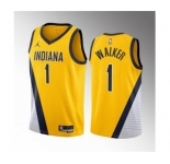 Men's Indiana Pacers #1 Jarace Walker Yellow 2023 Draft Statement Edition Stitched Basketball Jersey