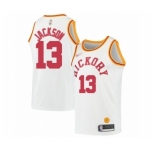 Men's Indiana Pacers #13 Mark Jackson Authentic White Hardwood Classics Basketball Jersey