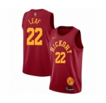Men's Indiana Pacers #22 T. J. Leaf Authentic Red Hardwood Classics Basketball Jersey