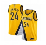 Men's Indiana Pacers #24 Alize Johnson Authentic Gold Finished Basketball Jersey - Statement Edition