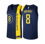 Men's Indiana Pacers #8 Justin Holiday Authentic Navy Blue Basketball Jersey - City Edition