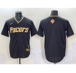 Men's Indiana Pacers Blank Black Gold 2025 Finals Vapor Stitched Baseball Jersey