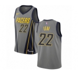 Men's Nike Indiana Pacers #22 T. J. Leaf Authentic Gray NBA Jersey - City Edition