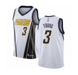 Men's Nike Indiana Pacers #3 Joe Young White Swingman Jersey - Earned Edition