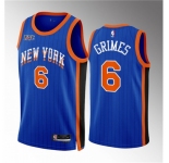 Men New Yok Knicks #6 Quentin Grimes Blue 2023 24 City Edition Stitched Basketball Jersey