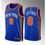 Men New Yok Knicks #8 DaQuan Jeffries Blue 2023 24 City Edition Stitched Basketball Jersey