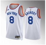 Men New Yok Knicks #8 OG Anunoby White 2021 22 City Edition Stitched Basketball Jersey