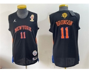 Men's New Yok Knicks #11 Jalen Brunson Black 2026 Finals Champions Patch Statement Edition Stitched Jersey